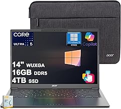 Aspire 14 AI Copilot+ Portable Laptop | 14" WUXGA Matte Touch | Intel 8-core Ultra 5 226V (Up to 40 NPU Tops - Up to 53 GPU Tops) | 16GB DDR5 4TB SSD | Backlit Wi-Fi 6E Win11Pro w/DLCA Accessory