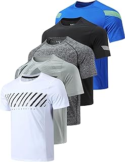 Sponsored Ad - 5 Pack Boys Athletic T Shirts, Youth Kids Dry Fit Short Sleeve Tees Performance Tops Activewear Clothing Bulk