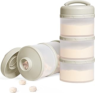 Stackable Formula Dispenser Portable Milk Powder Container, 2 Pack, Warm Grey