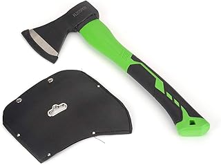 FLZOSPER Chopping Axe,15” Camping Hatchet，Forged Steel Wood Splitting Tool with Strong Fiberglass Handle and Anti-Slip Grip with Anti-Slip Grip-Even Free Head Cover