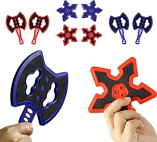 Throwing Axes and Stars 8-Pack Set | for Axe Throwing Game | 4 Axes & 4 Darts | Fits Most Bristle Targets | for Backyard, Camping, Party & Indoor/Outdoor Fun