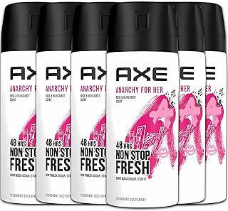Axe Deodorant Body Spray Anarchy for Her, 6 Pack Deodorant Spray for Women, 48 Hr Long Lasting Odor Protection, Aluminum Free, Fruity Floral Scent, 5 oz. Each