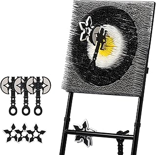 Sponsored Ad - A11N SPORTS Axe Throwing Game with Steel Frame and Bristle Target, Safe Indoor Outdoor Target Game Set, Adjustable Height Yard Game with Axes & Stars for Backyard, Lawn, or Party Play