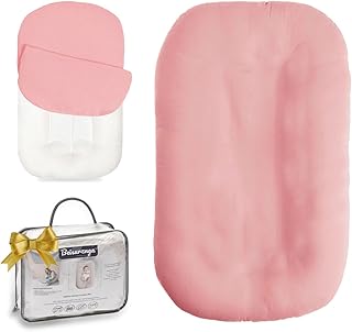 Baby Lounger - Snuggle Cozy Me Infant Lounger for Newborns | Breathable & Soft, Portable Awake-Time Pad, Essential Baby Gift- Petal (Lounger Cover Included)