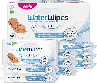 Sponsored Ad - WaterWipes Sensitive+ Newborn & Baby Wipes, 3-In-1 Cleans, Cares, Protects, 99.9% Water, Unscented & Hypoallergenic, 540 Count (9 Packs)