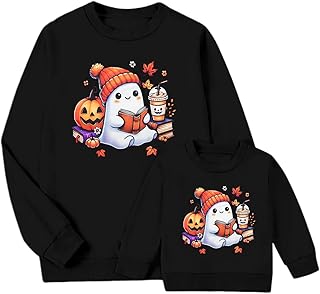 Mommy and Me Matching Outfits Halloween Sweatshirt Cute Ghost Pumpkin Sweater Spooky Season Baby Girl Fall Shirt