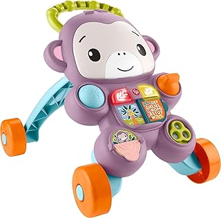 Fisher-Price Baby Walker Learn with Me Purple Monkey Learning Toy with Music Lights & Activities for Infants & Toddlers Ages 6+ Months