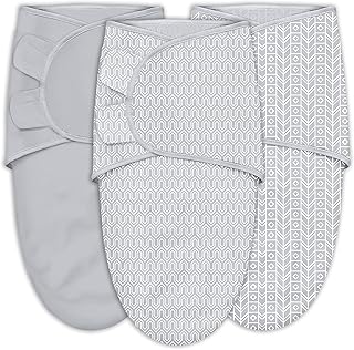 SWEET DOLPHIN 3-Pack Baby Swaddle Sleep Sacks - Newborn Swaddle Blanket with Soft Cotton - Ergonomic Wrap for Boys and Girls, 0-3 Months, Grey