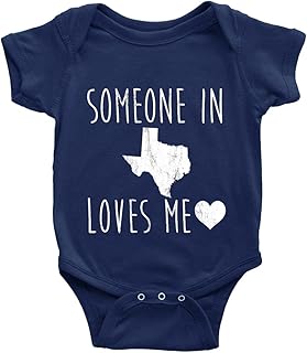 Someone in Texas Loves Me Super Cute Boys and Girls Universal Short Sleeve Bodysuits Navy