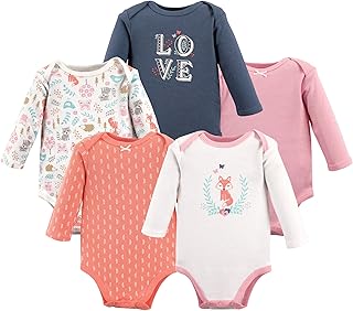 baby-girls Cotton Long-sleeve Bodysuits 5-pack