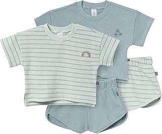 baby-girls 4-piece Set (2 Boxy Crop Tops & 2 Dolphin Shorts)