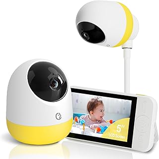 Sponsored Ad - Ellie Pro Baby Monitor with Camera and Audio,5'' IPS 2K UHD Resolution,6000mAh Battery, Remote Pan-Tilt-5X Zoom, 2-Way Talk,No WiFi, Night Vision, Virtual Fence 24hr Play Back and 1000f
