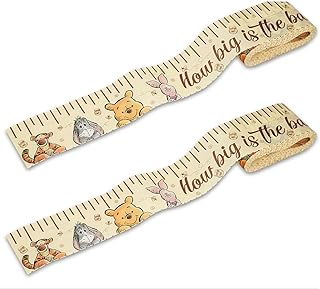 2 Rolls Bear Baby Shower Measuring Tape, Bear How Big is Mommys Belly Tape, Measure Baby Bump Tape, Tummy Measure Belly Game for Baby Shower Party, Pooh Party Decorations Supplies, 2 Inch x 150 Feet