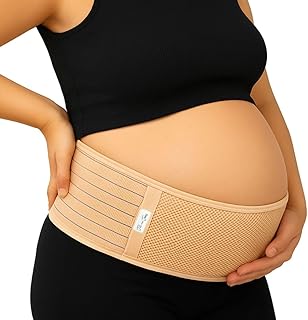 Jill & Joey Maternity Belt - Belly Band for Pregnant Women - Back Brace & Belly Support - Pregnancy Must-Have - Back Pain Relief (Beige, Medium)