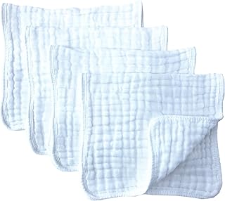 Sponsored Ad - Synrroe Burp Cloths Large, Muslin Burp Cloths for Baby, Extra Absorbent and Soft, 6 Layers 20 by 10 Inches 100% Cotton (White Large 4 Pack)