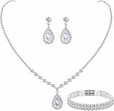 Sponsored Ad - Silver/Gold Rhinestone Crystal Wedding Bridal Bridesmaids Earrings Bracelet Set for Women Brides Bridesmaids Crystal Rhinestone Bracelet Earrings Set for Wedding Bridal Prom Pageant