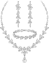 Sponsored Ad - Wedding Jewelry Sets for Bride Bridesmaid Bridal Jewelry Set for Women Wedding Crystal Necklace Earrings Bracelet Set for Party Prom Jewelry