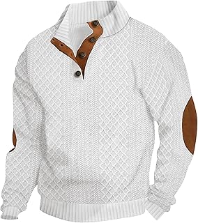Sponsored Ad - Men's Casual Sweatshirt Pullover Sweater Casual Long Sleeve Stand Collar Quarter Button Sweaters