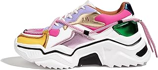 Sponsored Ad - Women's Platform Colorful Fashion Sneakers Retro Colorblock Stylish Cute Chunky Dad Walking Shoes