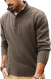 Sponsored Ad - Mens Pullover Sweaters Quarter Button Sweater Stand Collar Knit Pullovers