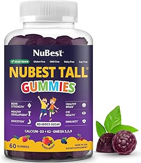 Sponsored Ad - Tall Gummies for Kids Age 2+ & Teens | Bone Strength, Immunity, Digestive Health with Calcium, Vitamin D3, K2, B Complex, Magnesium, Zinc | 20+ Vitamins Berries Gummies, No Added Sugar