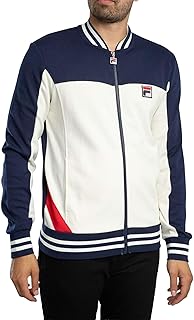 Men's Panel Track Jacket Oceana, Gardenia/Navy/Red