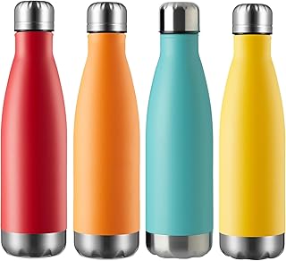 Sponsored Ad - MEWAY 17oz Sport Water Bottle Vacuum Insulated Stainless Steel Leak-Proof Double Wall Cola Shape Water Bottle,Keep Drinks Hot & Cold (4 Pack, MIX)
