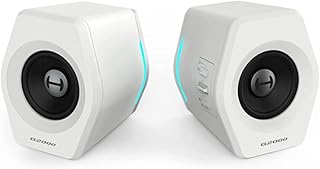 G2000 32W PC Computer Speakers for Gaming Desktop PC Laptop Mac Computer Woofer Speakers Bluetooth USB 3.5mm AUX Inputs RGB Lights Multimedia Speakers White