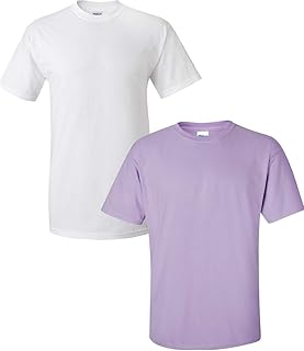 Men's Ultra Cotton T-Shirt, Style G2000, 2-Pack MED-White+Orchid