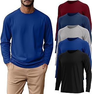 Sponsored Ad - 5 Pack Mens Big and Tall Shirts Cotton Long Raglan Sleeve Top Casual Basic Shirt Crewneck Oversized Multipack Tee