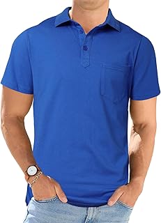 Mens Polo Shirts Short Sleeve Collared Casual Classic Golf Stylish Tops with Pocket