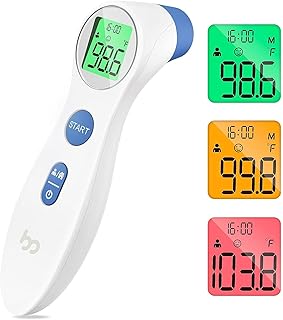 Sponsored Ad - Forehead Thermometer for Adults and Kids, Digital Touchless Thermometer for Baby, Infants and Toddlers, 3 Color Fever Alarm, 1s Fast Accurate Reading, Non Contact