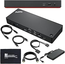 40B00300US Lenovo Docking Station USB C Bundle - 1 Year Warranty, Supports 4K Display, Thunderbolt 4 Dock with 300W Adapter + 4K HDMI Cable + 4K DisplayPort Cable + Thunderbolt Cable + Cloth