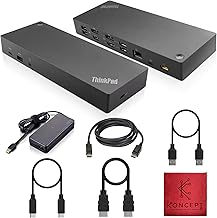 40AF0135US Lenovo Docking Station Dual Monitor Hybrid USB-C with USB-A - Thinkpad Dock with 135W, HDMI & DisplayPort Cable