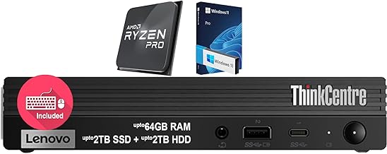 Sponsored Ad - ThinkCentre Mini PC, Ultra-Fast AMD Ryzen 5 PRO Processor, 64GB RAM, 2TB SSD & 2TB HDD, Wi-Fi 6, Bluetooth5, USB-C, HDMI, Display Port, RJ-45, Windows 11 Pro – Small Desktop for Work & 