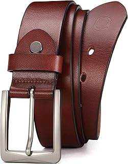 Sponsored Ad - Mens Leather Belt - Italian Full Grain Leather Belts - Ideal for Casul Jeans & Work Wear