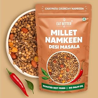Eat Better Co – Millet Namkeen – Desi Masala – Chatpata, Healthy Namkeen Snacks - Healthy Snacks- Roasted NOT Fried (100 gm)