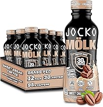 Jocko Fuel Mölk 30g Grass Fed Protein Shakes - No Added Sugar Protein Drinks KETO Friendly - Ready to Drink 12 FL Oz (Pack of 12) Sweet Cream Coffee