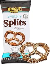 Unique Snacks Extra Salt Splits Pretzels, Original Split-Open Pretzels, Delicious Homestyle Baked Snack Bag, OU Kosher, and Non-GMO Food, No Artificial Flavor, 11 Oz. Bag, Pack of 3