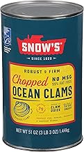 Snow's Ocean Chopped Clams Canned, 51 oz Can - 7g Protein per Serving - Gluten Free, No MSG, 99% Fat Free - Great for Pasta & Seafood Recipes