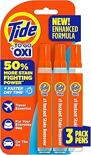 Sponsored Ad - Stain Remover for Clothes, Tide To Go Pen, Instant Stain Remover Pen & Spot Cleaner, Portable & Travel-Friendly, Works on Food & Drink Stains, Fits in Purses & Bags, 3 Count (Pack of 1)