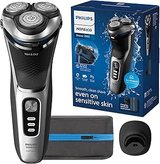 Sponsored Ad - Philips Norelco Shaver 3900 Series, Wet and Dry Electric Shaver, P-Cap, Travel Pouch, Charging Stand, Storm Blue, Model S3341/92