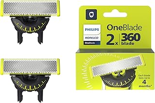 Philips Norelco OneBlade 360 Replacement Blades, for OneBlade Electric Shaver and Trimmer, Durable Stainless Steel, Trim, Edge and Shave, 2 pack, QP420/80