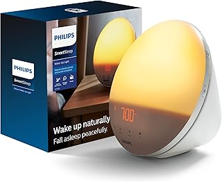 SmartSleep Wake-up Light, Colored Sunrise and Sunset Simulation, 5 Natural Sounds, FM Radio & Reading Lamp, Tap Snooze, HF3520/60
