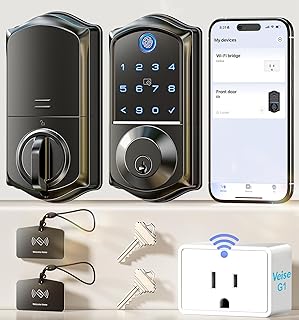 Sponsored Ad - VE017G Wi-Fi Keyless Entry Door Lock with Fingerprint, App Remote Control, Smart Locks for Front Door, Electronic Keypad Deadbolt, Auto Locking, Waterproof, Easy to Install, Matte Black