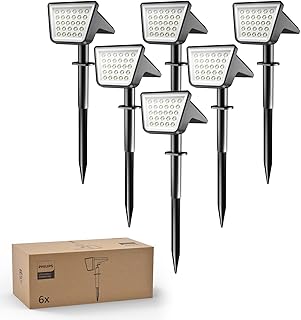 6 Packs Solar Spot Lights Outdoor Waterproof, 28 LED 7500K Solar Powered Landscape Pathway Lights, Dusk to Dawn Solar Spotlights for Garden, Yard, Lawn, Walkway, Driveway