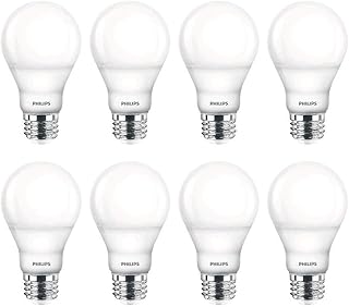 LED 538322 LED Dimmable A19 Soft White Light Bulb with Warm Glow Effect: 800-Lumen, 2700-2200-Kelvin, 9.5-Watt, E26 Base, Frosted, 8-Pack