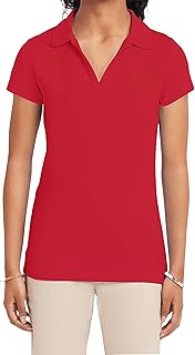 Women's Uniform Short Sleeve Polo Shirt, Button Closure, Moisture Wicking Performance Material & Fade Resistant