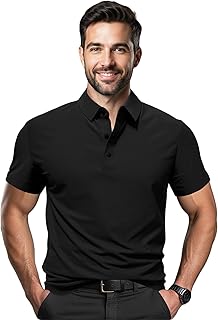 Sponsored Ad - Polo Shirts for Men: Quick Dry Moisture Wicking High Elasticity Convenient Snap Buttons Athleisure Short Sleeve Top