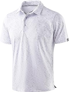 Men's Golf Shirt Short Sleeve Dry Fit Polo Moisture Wicking Print Collared Golf Shirts for Men Casual Lightweight